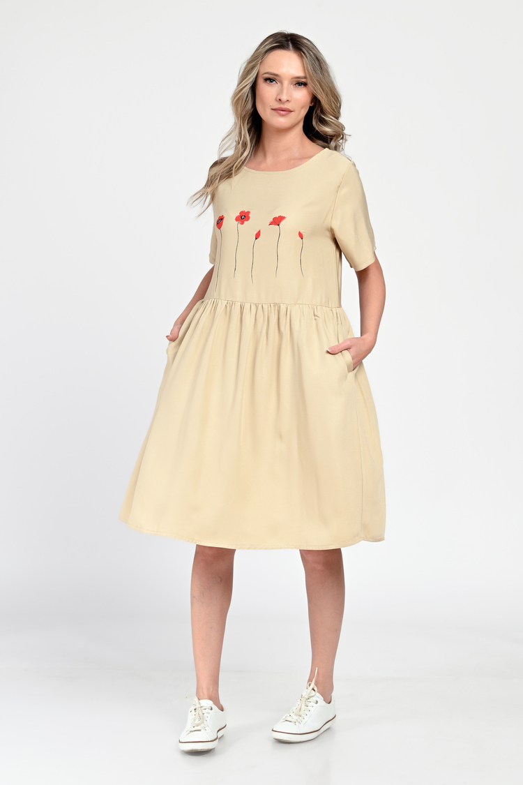 Rochie Medie Dama, Casual, Bej V308 - 2 | YEO